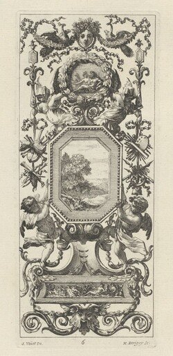 Ornamental Panel Surmounted by the Crowned Head of a Woman and Two Peacocks