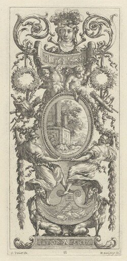 Ornamental Panel Surmounted with a Head Flanked by Foliage
