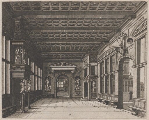 Interior with a View into a Second Room with Chimney