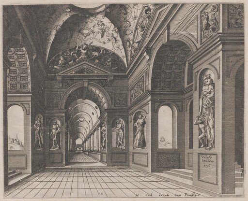 Interior of a Cross-Vaulted Hall Decorated with Grotesques