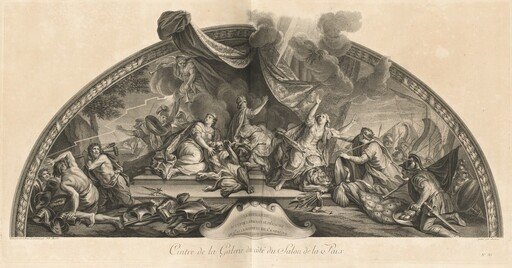 La Hollande accepte la paix et se détache de l'Allemagne et de l'Espagne 1678 Cintre de la Galerie du côté du Salon de la Paix (Holland Accepts Peace and Detaches Itself from Germany and Spain 1678, Center of the Gallery next to the Salon of Peace) [pl. 33]