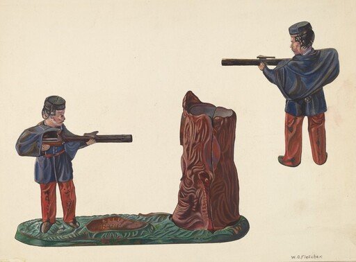 Civil War Soldier & Tree Trunk Bank