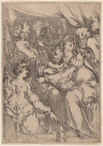 The Holy Family with Saint Catherine, Saint John the Evangelist, and an Angel