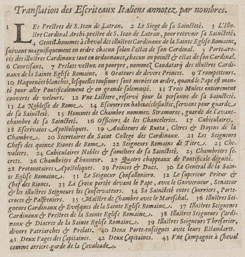 French captions to 'La Calvacatura con le sue Cerimonie'