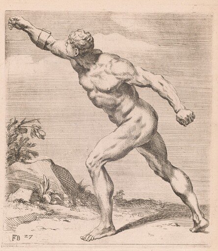 A Nude Fighting Man, side view, turned to left [plate 27]