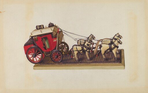 Wooden Model - Coach & Four Horses