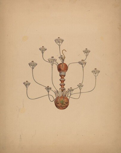 Wood and Tin Chandelier