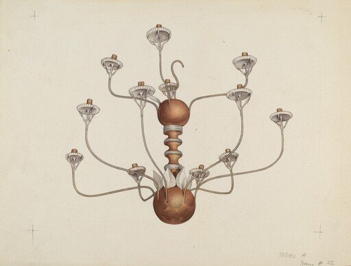 Wood and Tin Chandelier
