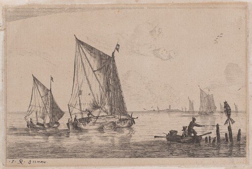 A "Duinopschuit," a Smaller Sailing Boat, and a Rowboat
