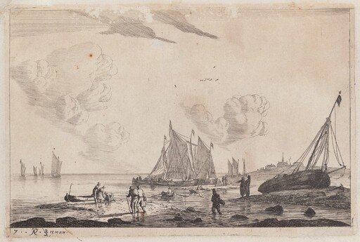 Beach Scene with Ketches and other Fishing Boats