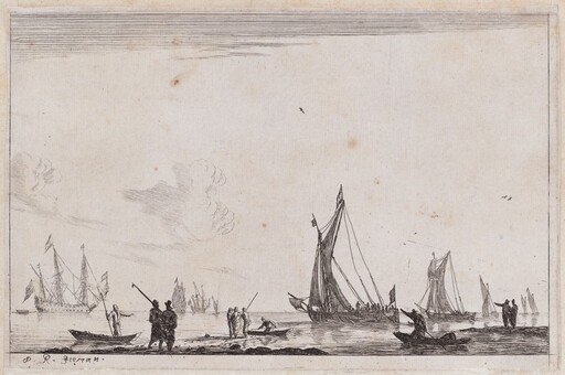 Inland Waterway with Two Galliots at the Right