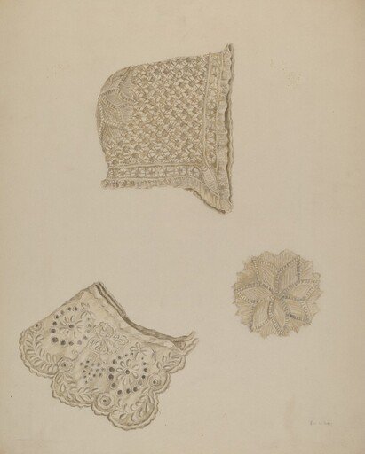 Baby's Cap, Detail of Top, and Embroidered Collar