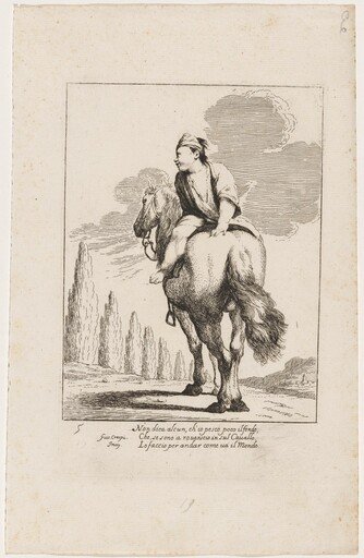 Cacasenno Riding a Horse Backwards