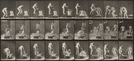 Plate Number 408. Two models, 1 pouring bucket of water over 8