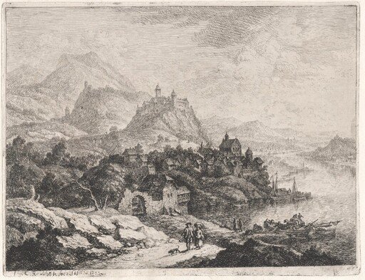 A Wide Riverscape with a View of Heidelberg Castle