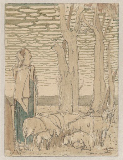 Study for "Rachel Came with Her Father's Sheep" (recto);  The Death of Rachel (verso)