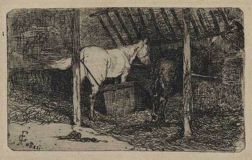 Interior of a Stable with Horses (Interno di stalla con cavalli)