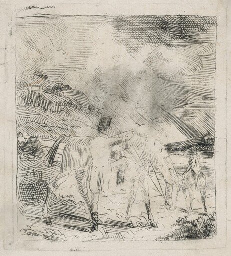 Two Sportsmen Mounting Their Horses