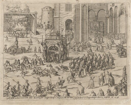 Kirchen Cermonien und Krönung des Zweigen Königs Christiani der Vierden... (Church Ceremonies and Coronation of the Eternal King Christian IV in Copenhagen on August 29, 1596