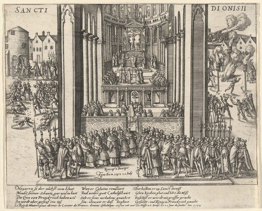 Composite Image Depicting Actions of Henri IV, King of France, upon His Abjuration of the Protestant Faith