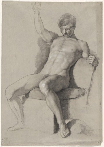 Seated Male Nude with Raised Right Hand