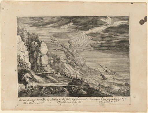 Seashore with HIgh Seas, a Ship, and the Prophet Elijah [God Helping the Israelites Fight the Moabites]
