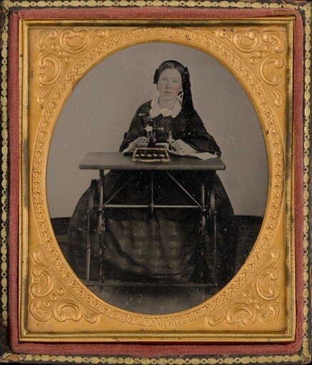 Portrait of a Woman with Sewing Machine