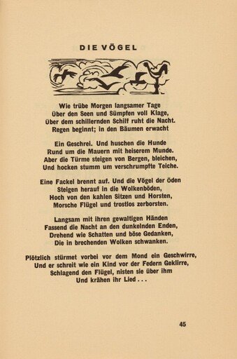 Die Vögel (The Birds) (headpiece, page 45) from Georg Heym: Umbra Vitae (Georg Heym: The Shadow of Life)