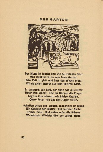 Der Garten (The Garden) (headpiece, page 58) from Georg Heym: Umbra Vitae (Georg Heym: The Shadow of Life)