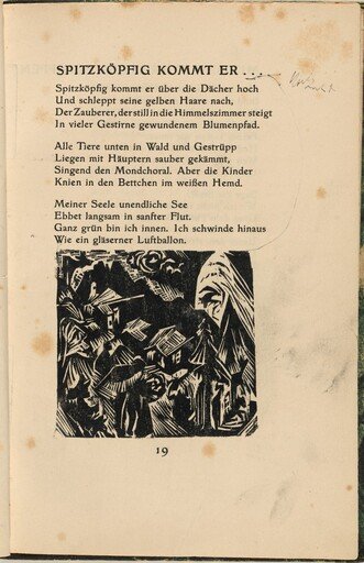 Spitzköpfig kommt er... (With a Pointed Head He Rises...) (in-text plate) from mock-up of Georg Heym: Umbra Vitae (Georg Heym: Shadow of Life)