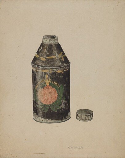 Toleware Tin Tea Caddy