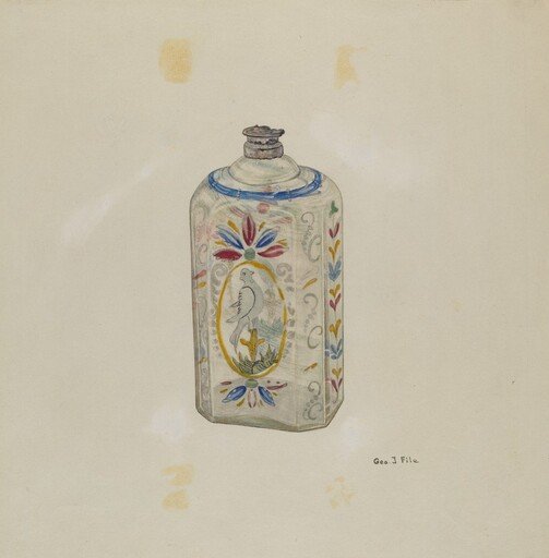 Decorated Glass Flask