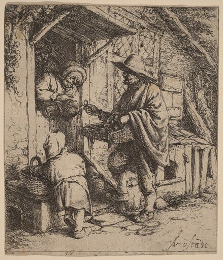 Street Vendor Selling Spectacles at the Door