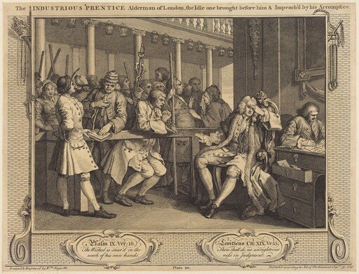The Industrious 'Prentice Alderman of London,the Idle one brought before him & impea ch'd by his Accomplice