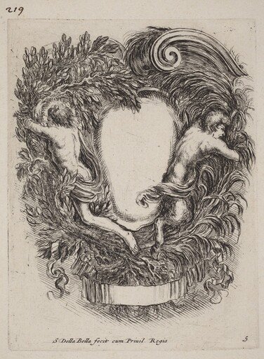 Cartouche with Apollo and Pan