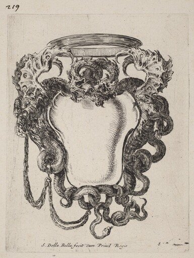 Cartouche Flanked by Dragons