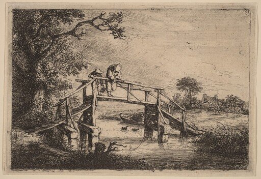 Landscape with a Bridge and Two Fishermen