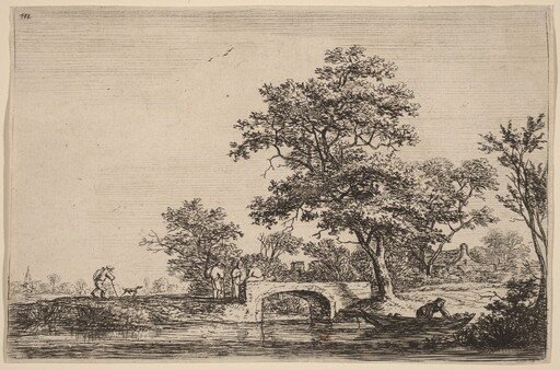 Four Men on a Stone Bridge