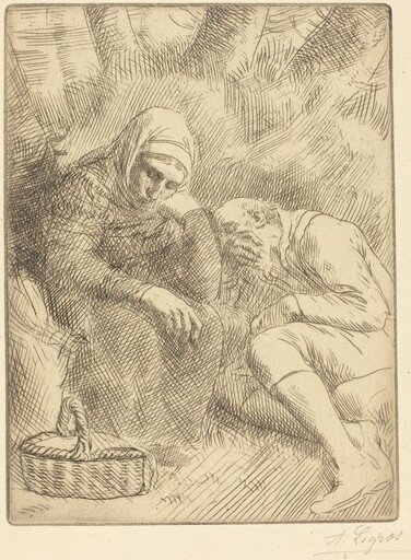 Man and Wife Seated by the Road with a Basket(Homme et femme assis au bord de la rou te aven un panier)