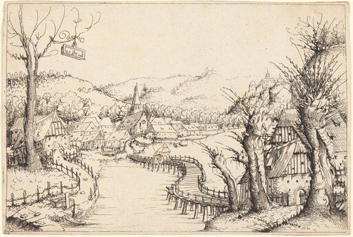 River Landscape with Wooden Bridge