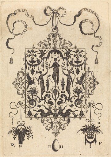 Large Pendant, Three Nude Women with Twigs  at Centre