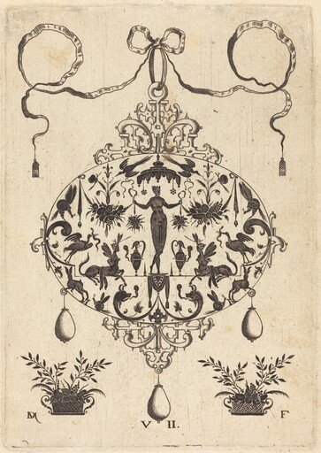 Large Pendant, Flora Standing, Holding a Fruit Garland