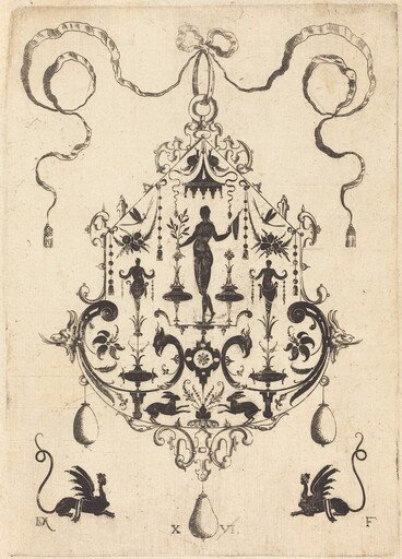 Large Pendant, Victory Flanked by Two Herms at Centre