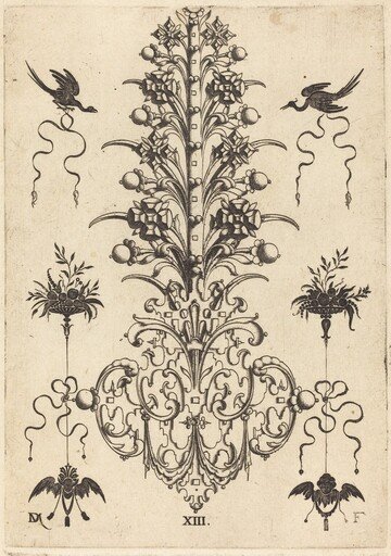 Hyacinth-Shaped Brooch with Birds at Top and Devil's- and Angel's-Head at Bottom