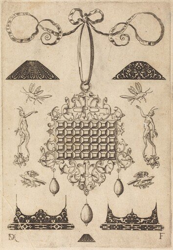 Large Pendant with Square with 35 Flat Stones