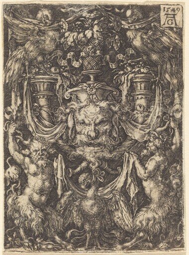 Ornament with Mask, Eagle between Satyrs Below