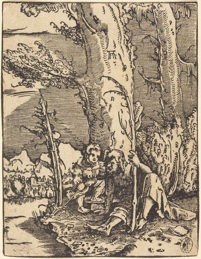 Saint Christopher Seated by a River Bank
