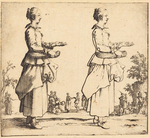 Peasant Woman with Basket, in Profile, Facing Right