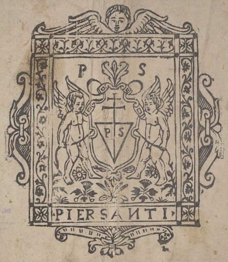 Two Putti with Shield Inscribed Pier Santi