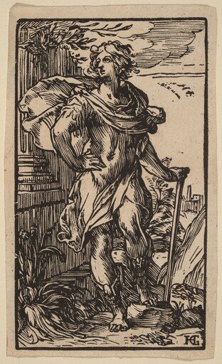Standing Young Man with a Cane